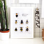 Illustrated British Bees Springtime Print Unframed, thumbnail 1 of 6