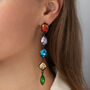 Multi Colour Long Drop Crystal Earrings, thumbnail 1 of 3