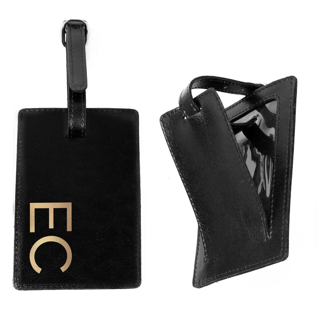 Personalised Gold Initials Black Luggage Tag By Blackdown Lifestyle ...