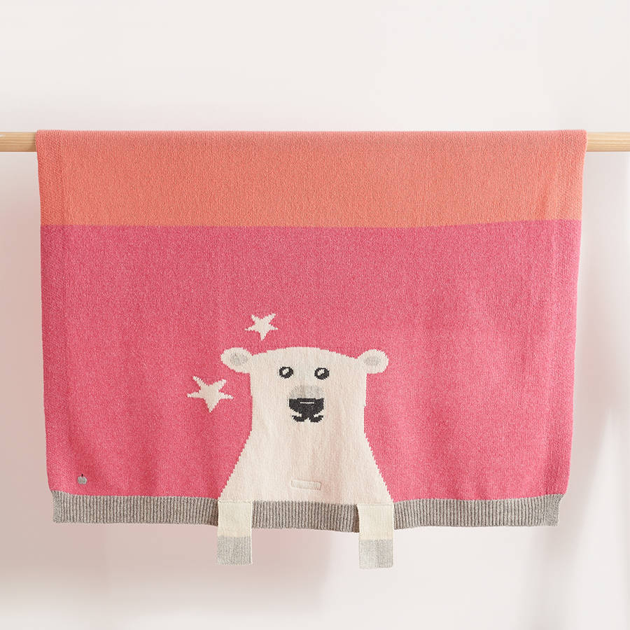 Hunter Polar Bear Knitted Baby Blanket By The bonnie mob