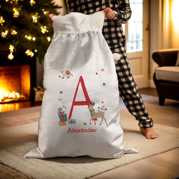 Personalised Initial Reindeer Christmas Sack, 3 of 4