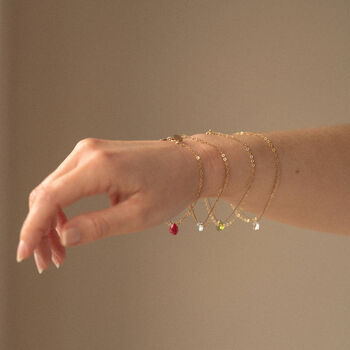 July Ruby Gold And Silk Birthstone Bracelet, 3 of 6
