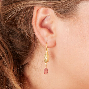 Pink Tourmaline With Gold And Silver Earrings, 5 of 8