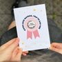 Personalised Good Luck 'Today I Am' Pin Badge Card, thumbnail 2 of 9