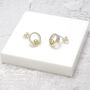 Silver With Gold Ball Open Circle Stud Earrings, thumbnail 4 of 8
