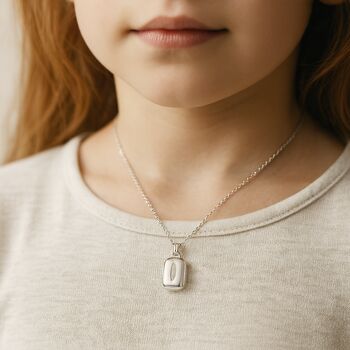 Personalised Sterling Silver Child’s Rectangle Locket Necklace, 2 of 7