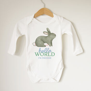 Hello World Bunny Baby Bodysuit, 2 of 4