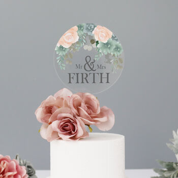 Wedding Cake Topper Blush Pink And Floral, 5 of 5
