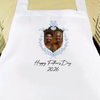 Personalised Dad And Father's Day Blue Crest Photo Apron, 12 of 12