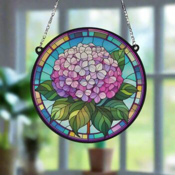 Hydrangea Stained Glass Effect Suncatcher, 4 of 6