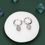 Sterling Silver Genuine Labradorite Stone Beaded Huggie Hoop Earrings, thumbnail 3 of 11