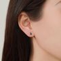 Sterling Silver Tiny Genuine Green Onyx Droplet Stud Earrings, thumbnail 2 of 11