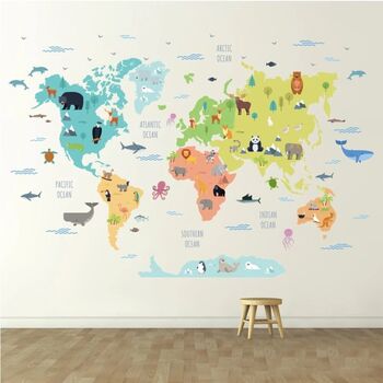 Educational Fun World Map Removable Wall Vinyl Sticker, 2 of 5