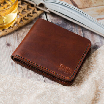 Personalised Classic Leather Bifold Wallet Six Slots, 2 of 10