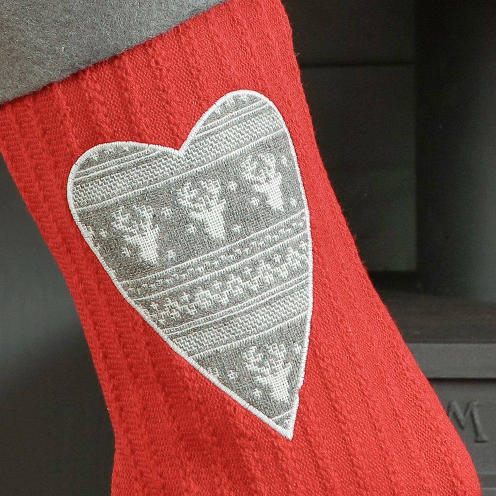 Personalised Nordic Heart Christmas Stocking By