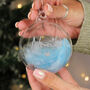 Personalised Pink Or Blue Feather Glass Bauble – Christmas Tree Decorations, thumbnail 2 of 10