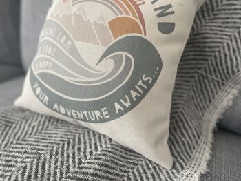 Personalised New Baby Mountain Adventure Cushion, 8 of 9