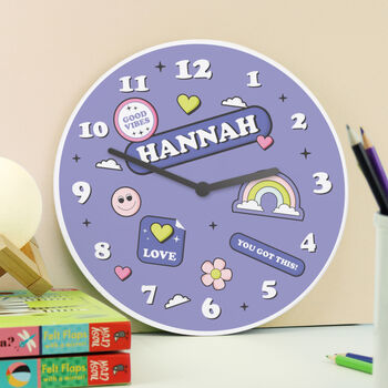 Personalised Positive Vibes Children Clock, 4 of 4