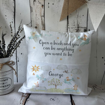 Kids Pocket Pillow Cushion Cars, Planes And Animals Reading Nook Decor, 2 of 3