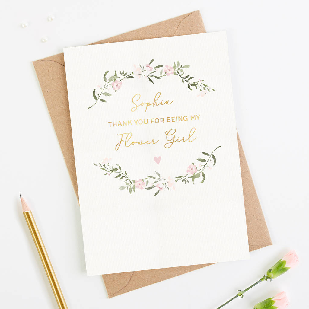Thank You Flower Girl Card Personalised Foil By Loom Weddings ...