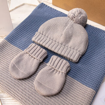 Boy's Maxi Stripe Blanket, Bobble Hat And Mittens Set, 3 of 12