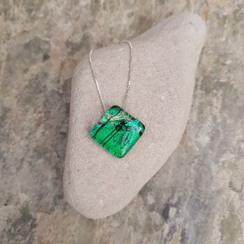 Emerald Green Glass Pendant Necklace, 2 of 8