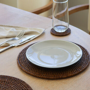 Marbury Brown Round Rattan Placemat Set Of Two, 3 of 4