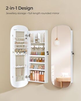 Mirror With Storage LED Lockable Jewellery Cabinet Wall, 7 of 7