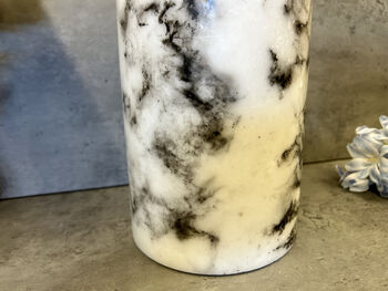30cm Xl Marbled Grey LED Pillar Candle – Real Wax, 9 of 12