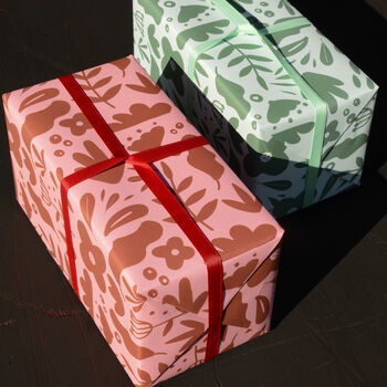Cherry Blossom And Cranberry Botanical Wrapping Paper, 2 of 4