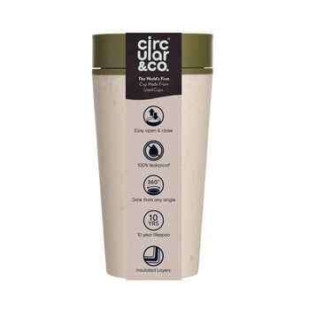 Leak Proof Reusable Cup 12oz Cream And Honest Green, 5 of 5