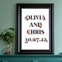 Custom Wedding Floral Typography Personalised Art Print, thumbnail 2 of 6