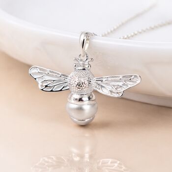 Personalised Sterling Silver Bumble Bee Pendant Necklace, 2 of 10