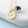 Personalised Gold Birthstone Crystal And Disc Necklace, thumbnail 5 of 12