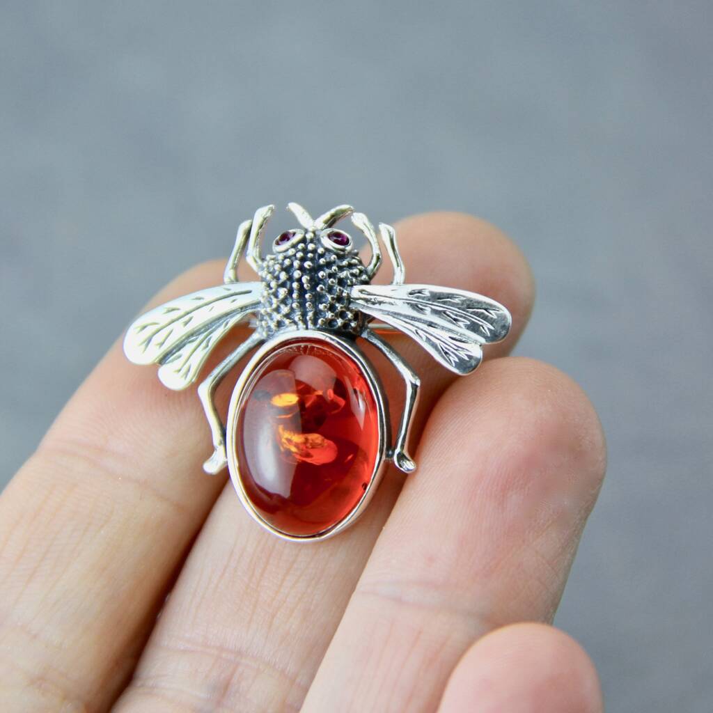 Baltic Amber Bee Sterling Silver Brooch By Gaamaa | notonthehighstreet.com