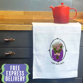 Personalised January Birth Flower Tea Towel, 2 of 9