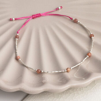 Sterling Silver Delicate Gemstone Friendship Bracelet, 8 of 12