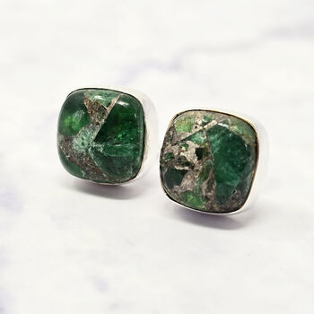 Emerald May Birthstone Sterling Silver Stud Earrings, 3 of 5