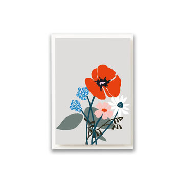 Red Flower On White Card, 2 of 3
