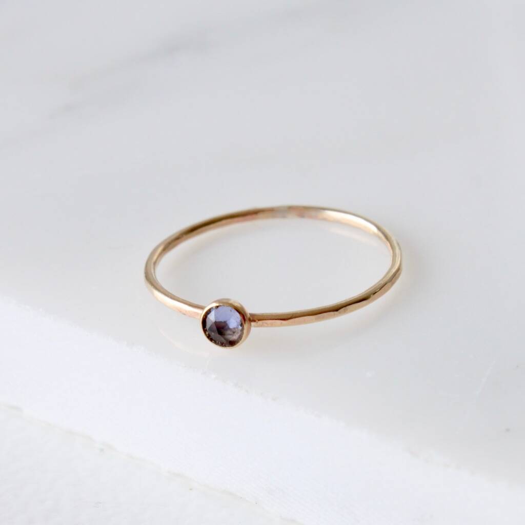 9ct Gold Skinny Stacking Gemstone Ring By Crystal and Stone