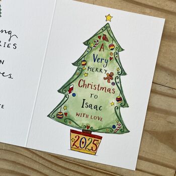 Personalised Very Merry Christmas Tree Card For Child, 4 of 4