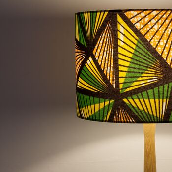 Yellow And Green Geometric Triangles African Lampshade, 2 of 9