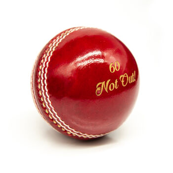 Engraved Cricket Ball '60 Not Out!' 60th Birthday Gift, 2 of 3