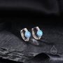 Blue Opal Cz Huggie Hoop Earrings In Sterling Silver, thumbnail 1 of 10