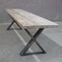 Xavier Reclaimed Wood Bench With Steel X Frame, thumbnail 3 of 5