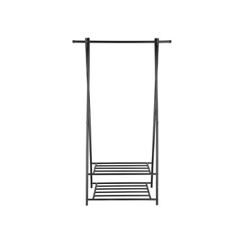 Two Tier Black Storage Shelf Clothes Coat Rack Stand, 2 of 6