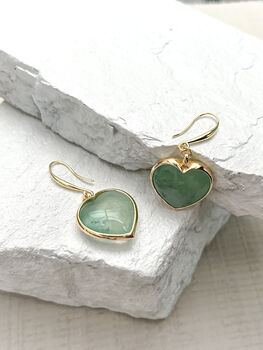 Fluorite Puff Heart Gold Plated Earrings, 4 of 4
