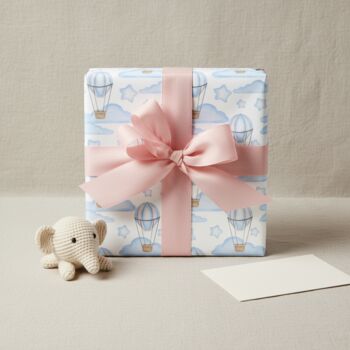 Hot Air Balloon Gift Wrapping Paper Available In Blue Or Pink, 4 of 8