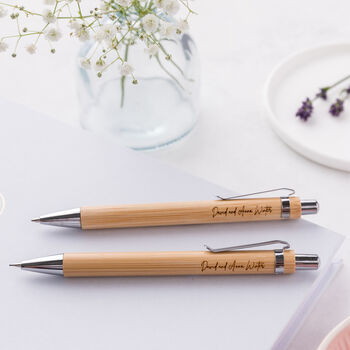Personalised Engraved Wooden Mr And Mrs Wedding Pen, 3 of 4