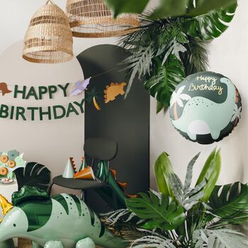 Green Brontosaurus Happy Birthday Foil Balloon, 2 of 3